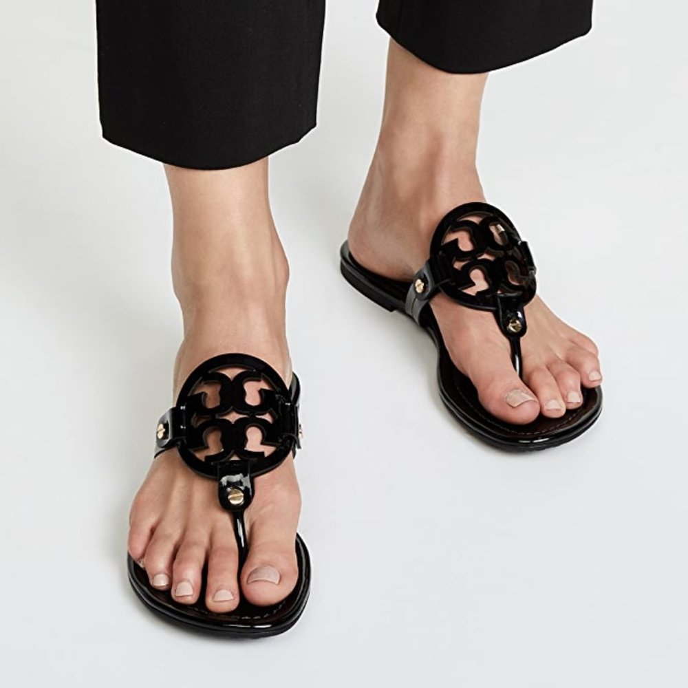 Tory Burch Miller Sandal - Black Patent Size 8